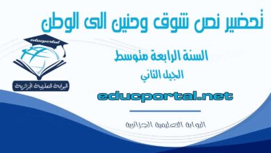 تحضير نص شوق وحنين الى الوطن