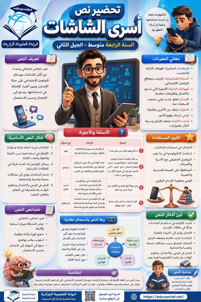 تحضير نص أسرى الشاشات