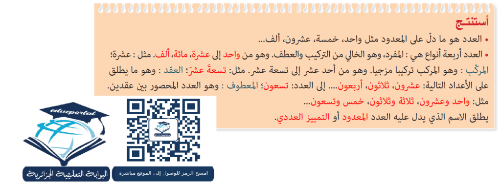 تحضير درس العدد وأحواله 4 متوسط